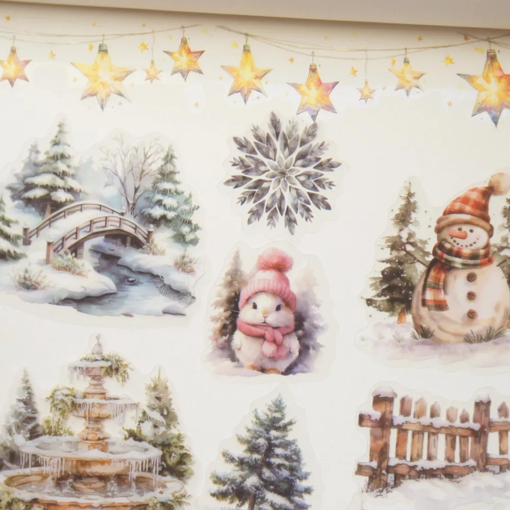 

28pcs Snow Winter Forest Animals Make Snowmen Style PVC Sticker Scrapbooking DIY Gift Label Decoration Tag