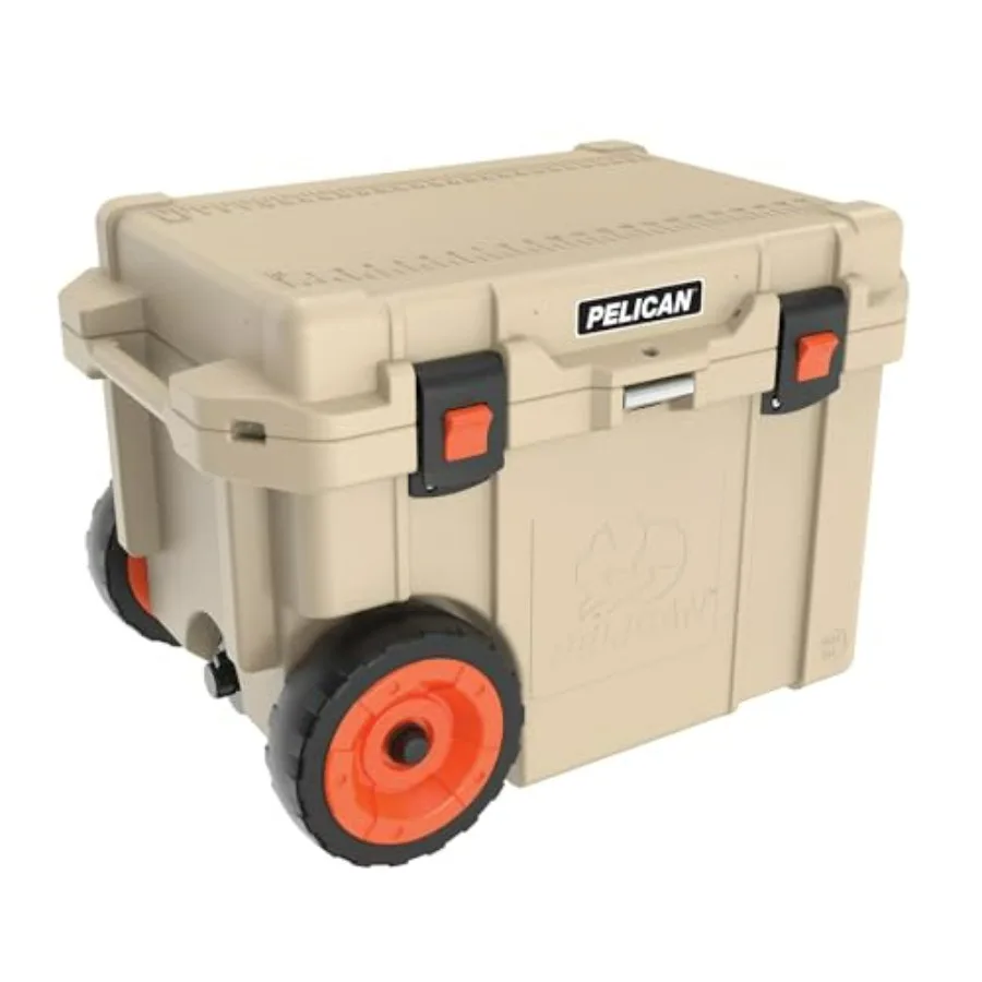 

45QT Elite Wheeled Cooler for outdoor adventures, rotomolded plastic, charcoal gray, heavy-duty wheels and leak-proof insulatio