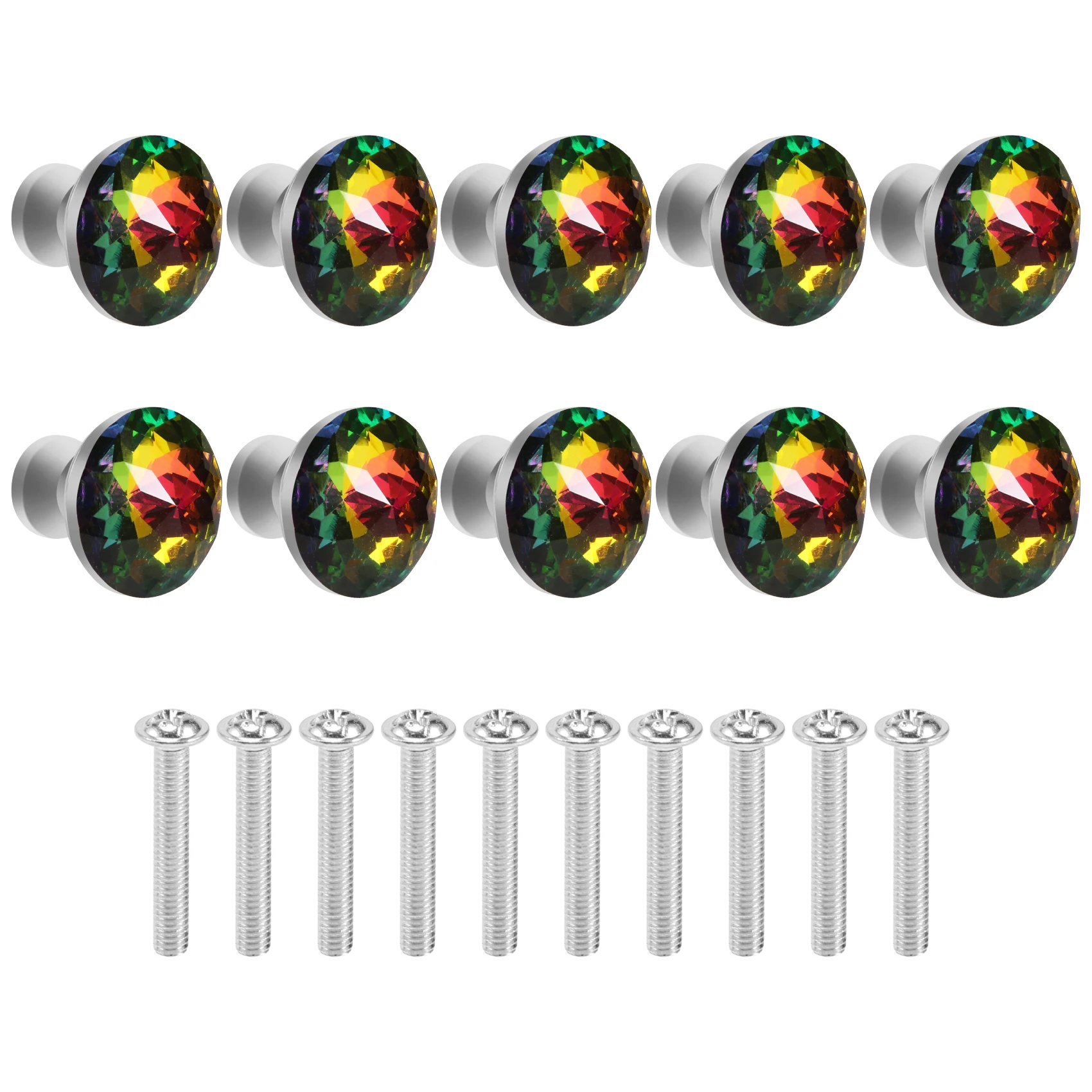 10PCS 30MM Colorful Crystal Knobs Glass Cabinet Knobs Drawer Pulls Handle for Home Cabinet Drawer and Dresser