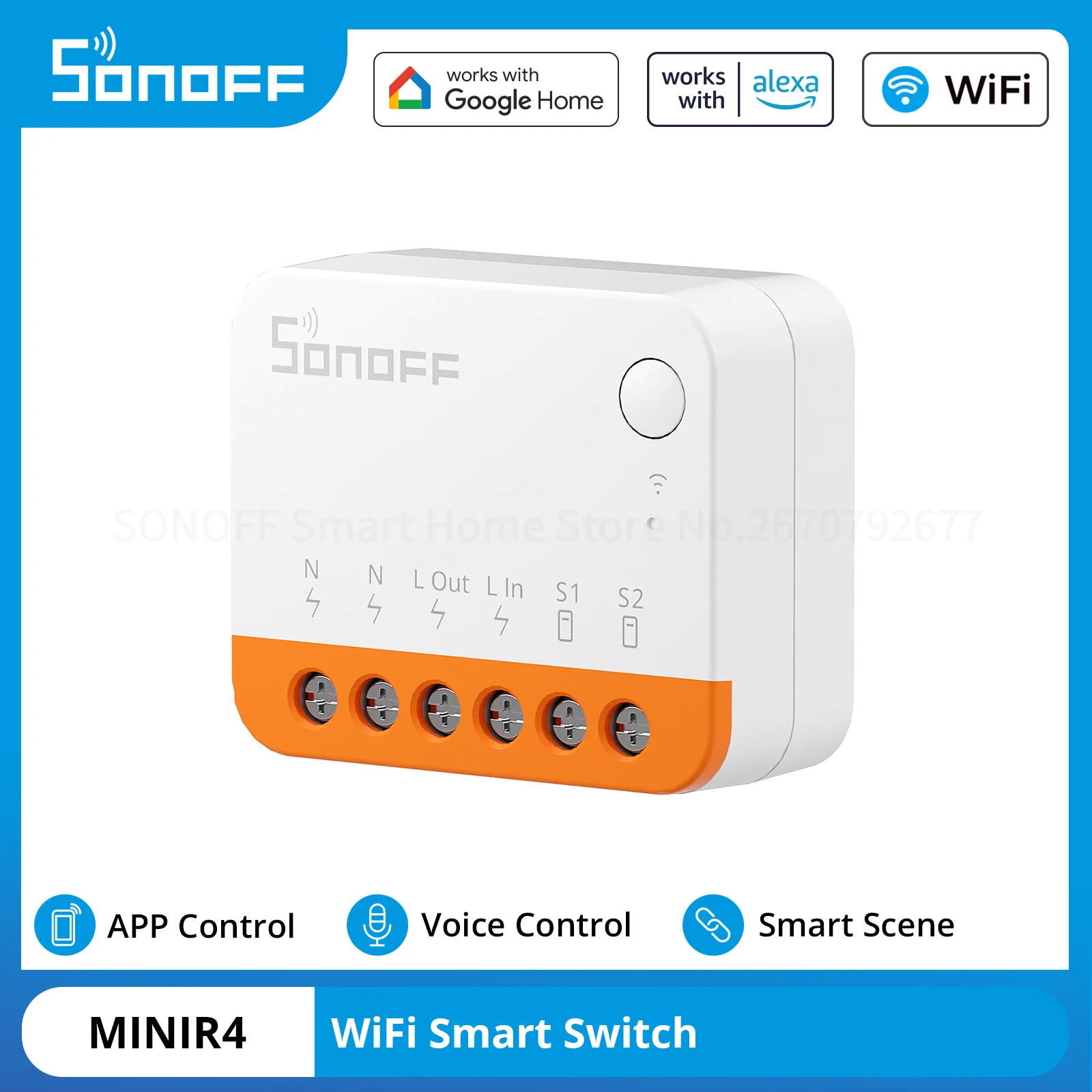 SONOFF MINIR4 MINI Extreme Wi-Fi Smart Switch 2-way Control Smart Home Breaker Voice Control via eWeLink APP Alexa Google Home