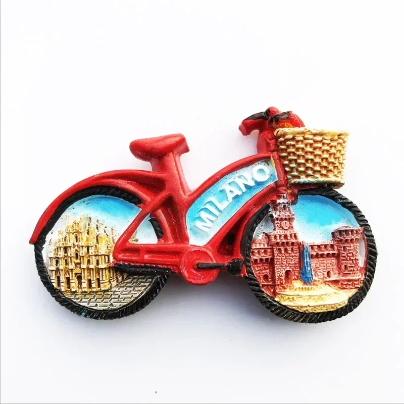 Milan Fridge Magnets Italy Landmark Tourism Memorial Decorative Milano Turtles Bus Bike Magnet Fridge Magnets Home Decoration
