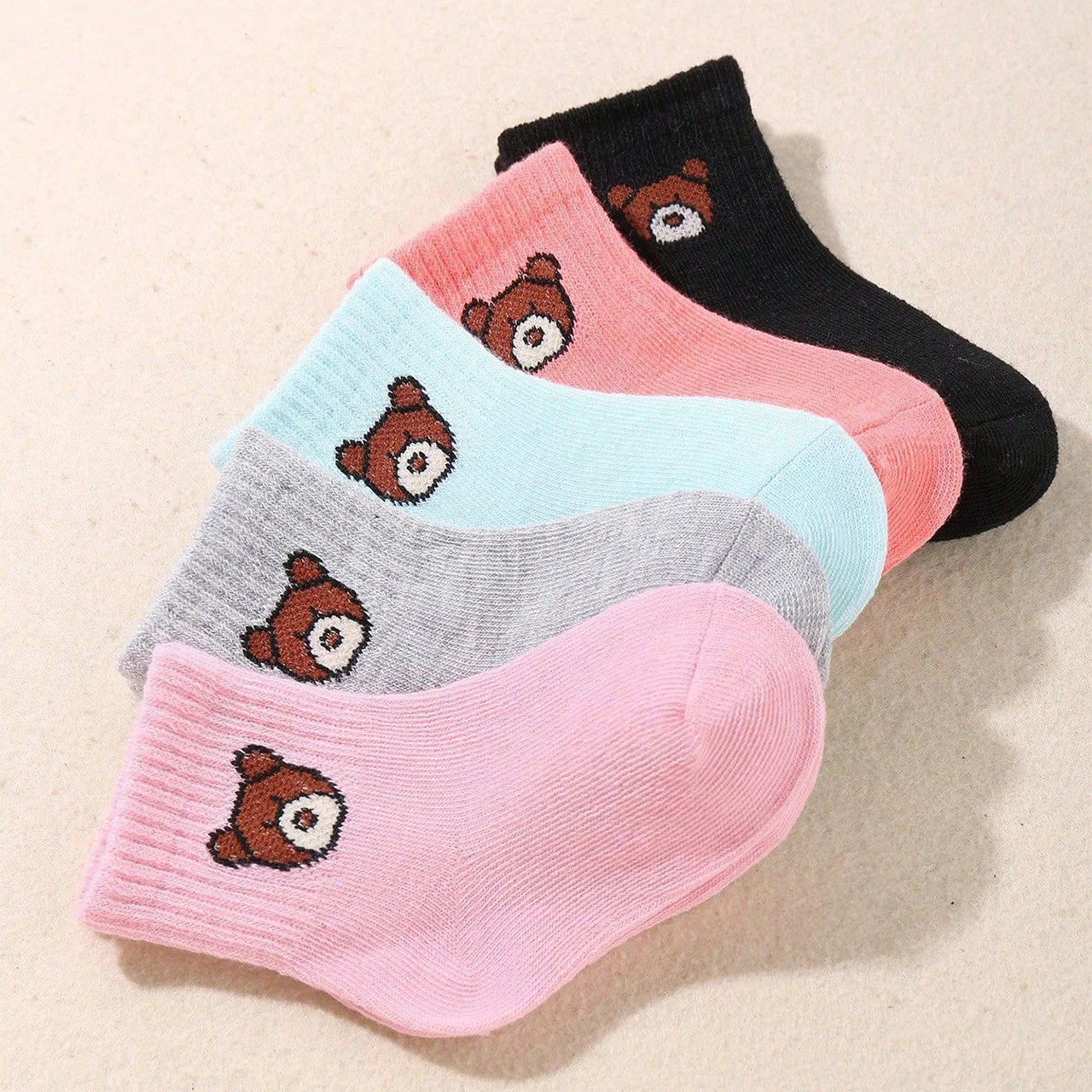 5Pairs Loose Mouth Baby Socks Sweat Absorption Breathable Toddler Cotton Sock Cute Cartoon Kids Mid-Calf Socks Newborn Footwear