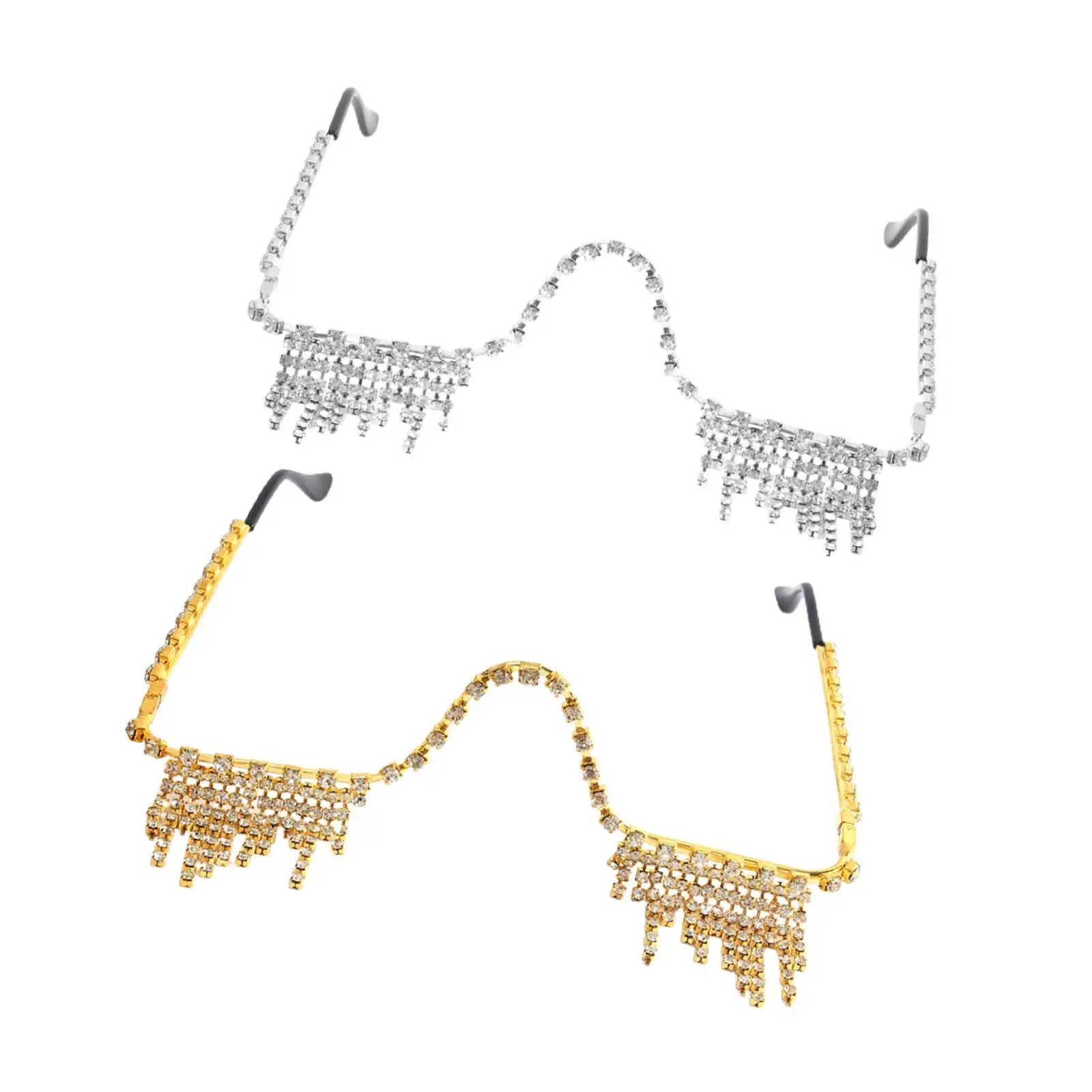 

Rhinestone Glasses Frame Metal Frame Decorative Protection without Lens Eyeglasses for Party Event Dressing up Birthday, Show