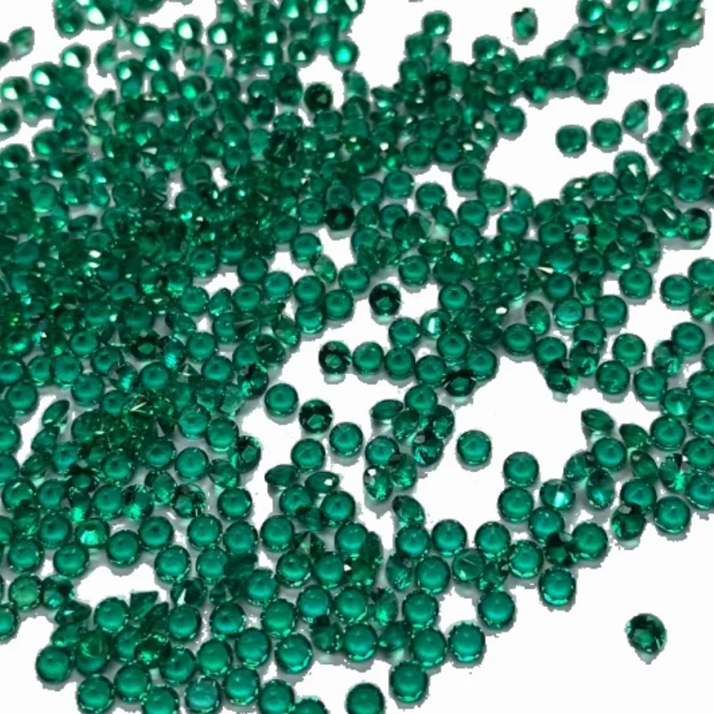 0.8-3.0 mm Round Melee Size Laboratory Grown Loose Hydrothermal Emerald Gem Suitable for Jewelry Making