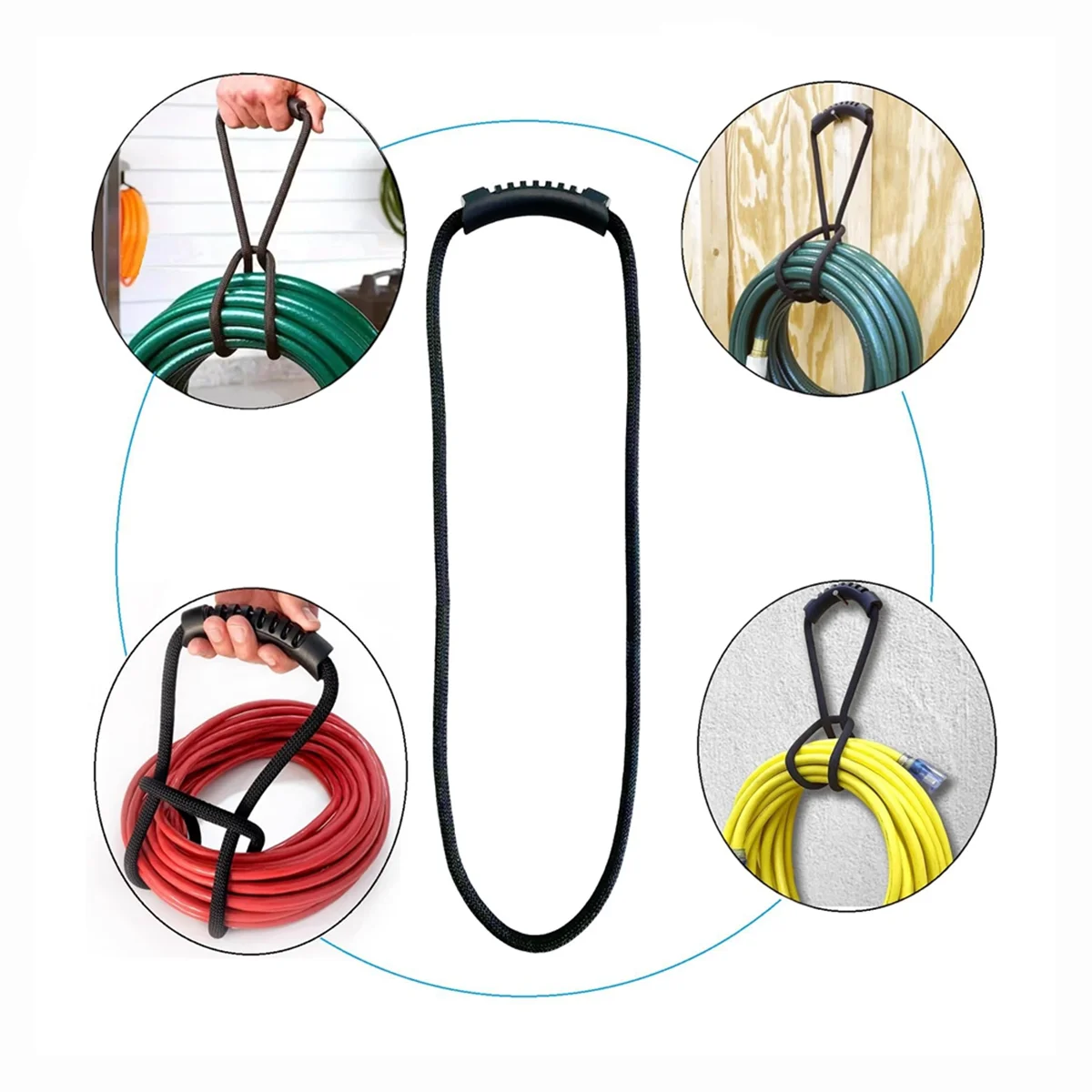 5pcs Storage Strap Heavy-Duty Hook and Loop Cord Carrying Strap,and Organizer with Handle for Pool Garden Hoses Cables