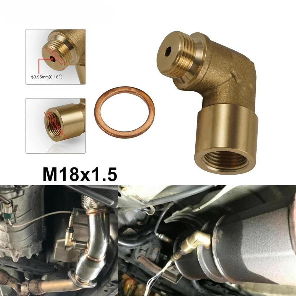 M18 x 1.5 Brass Fitting Universal Connector Plug Kit Exhaust 90 Degree O2 Oxygen Sensor Spacer Extender Tools P0420 P0430