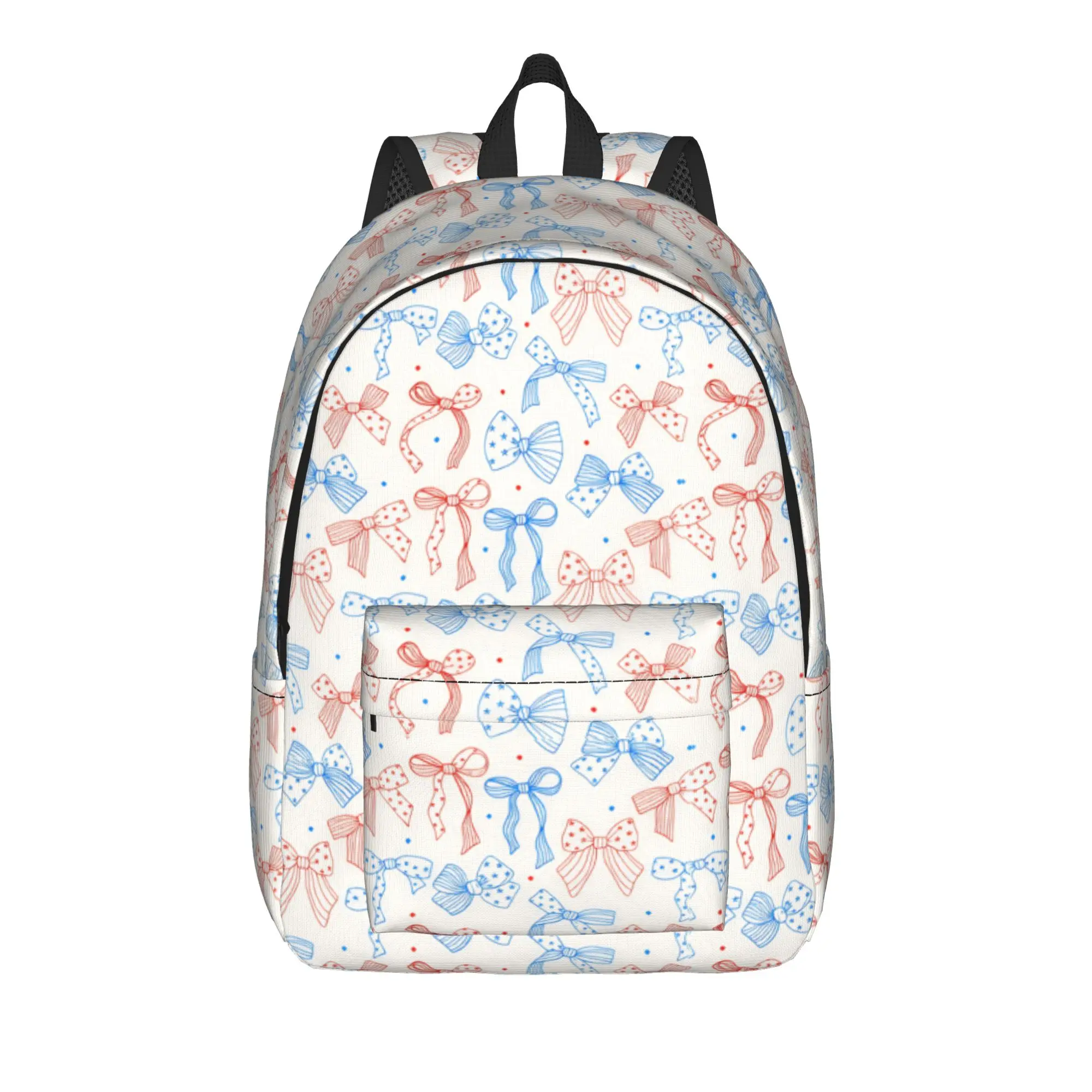 Ribbon bow outline seamless pattern Backpack  Sport Backpacks Men Custom Breathable School Bags Pretty Rucksack