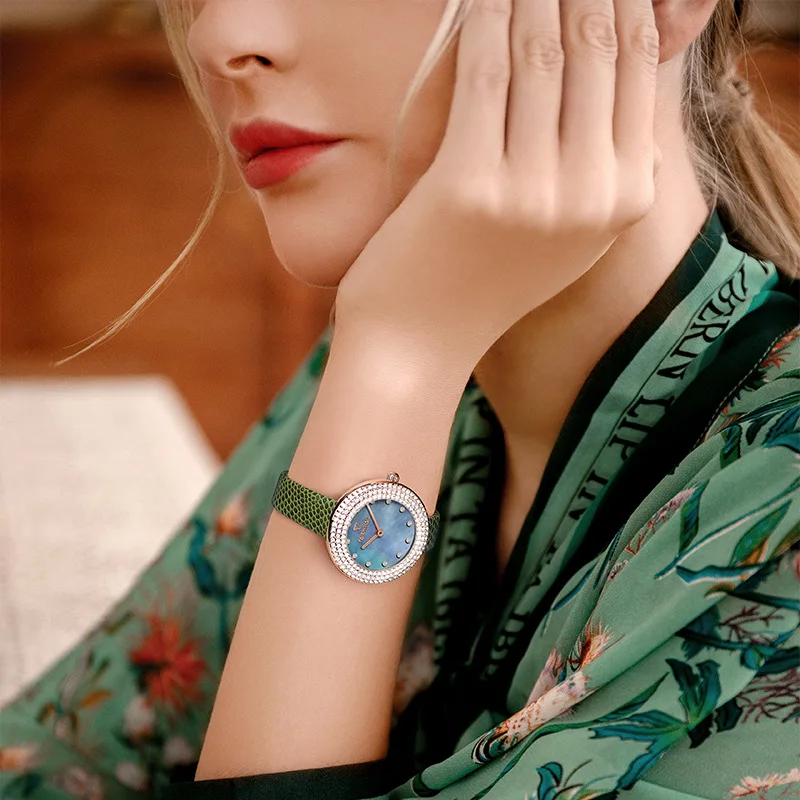 Luxury Diamond Quartz Ladies Watch Leather Strap Fashion Top Brand Waterproof Women's Wristwatch