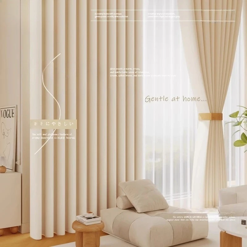 Custom Size！！Modern Minimalist Heat-insulating and Sun-protective Full Blackout Curtains for Living Dining Room Bedroom Decor