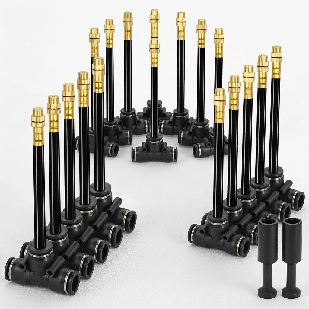 6 8 10 12mm Quick Connect Garden Irrigation Auto Watering Brass Misting Nozzles 20 30 50cm 360 Bend Adjustable Atomizer Sprayer