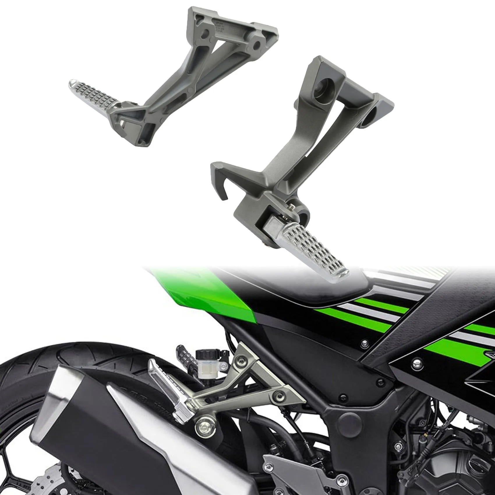 

Rear Footrest Foot Pegs w/Bracket For Kawasaki Ninja 300 2013-2017 Motorcycle Passenger