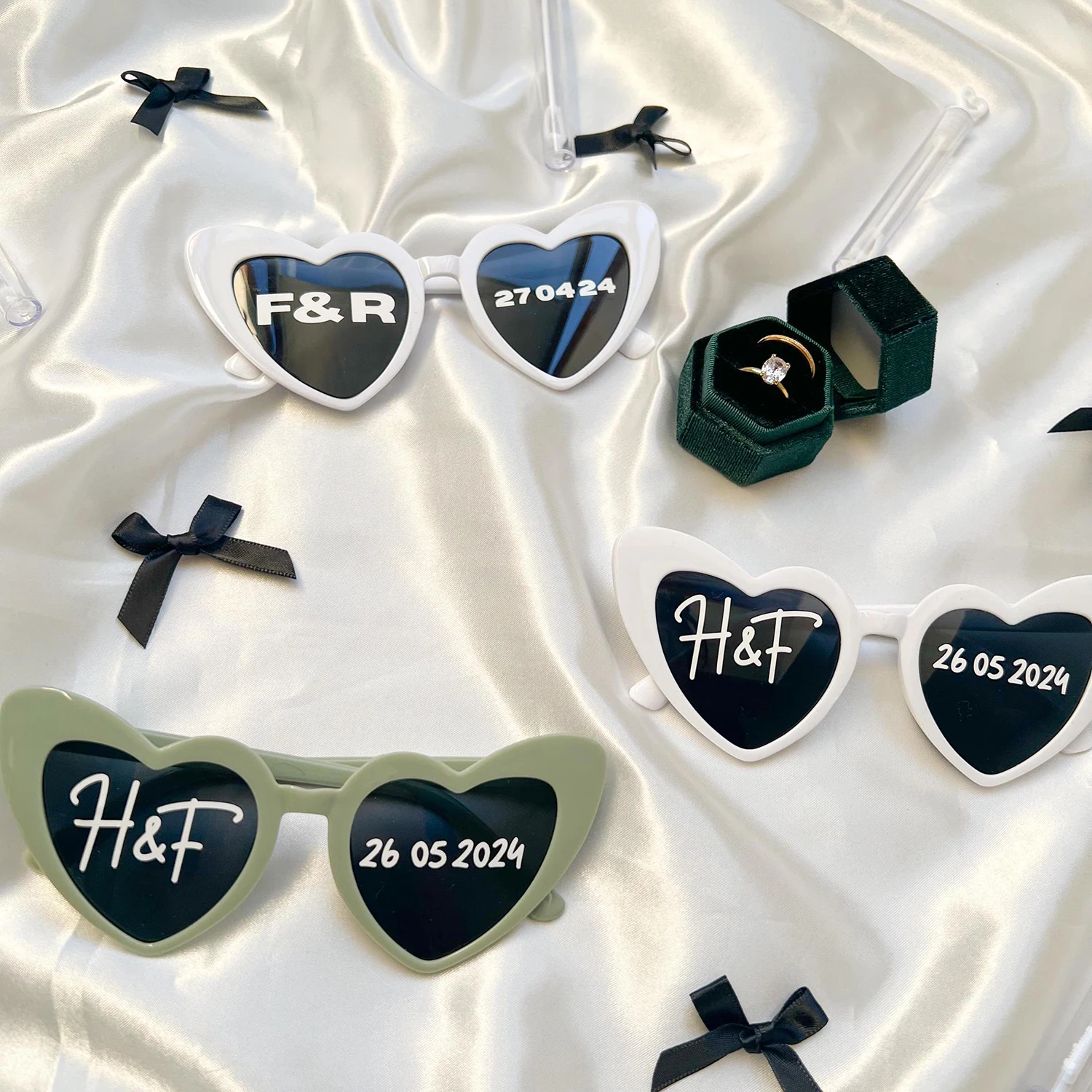 Personalised Wedding Sunglasses Custom Initials Love Heart Sunglasses Wedding Photo Prop Bridal Party Favors Bridesmaid gifts