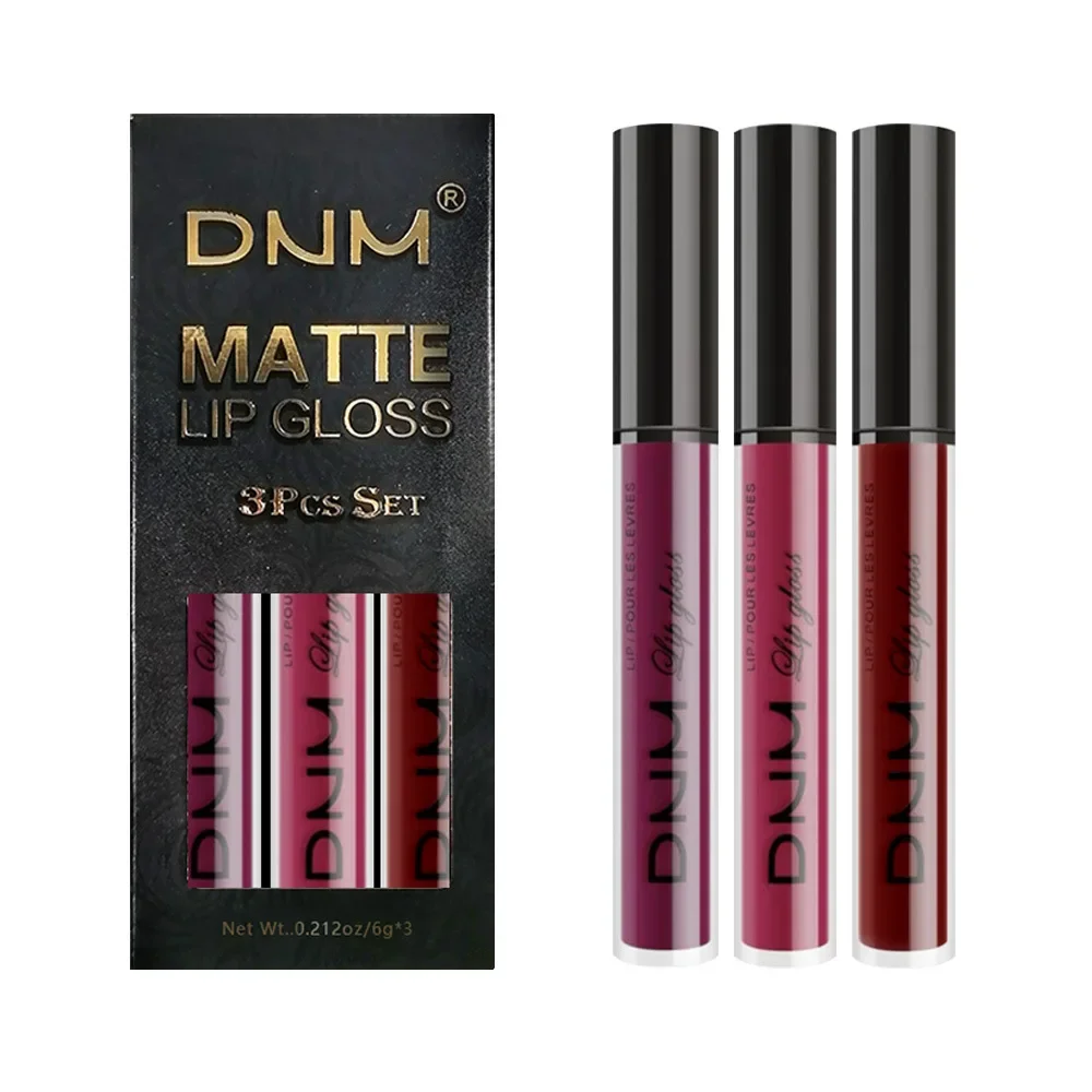 New 3pcs/set Liquid Lipstick Waterproof Long Lasting Cosmetic Black Blue Purple Green Matte Lip Gloss Nude Lip Tint Stain Makeup