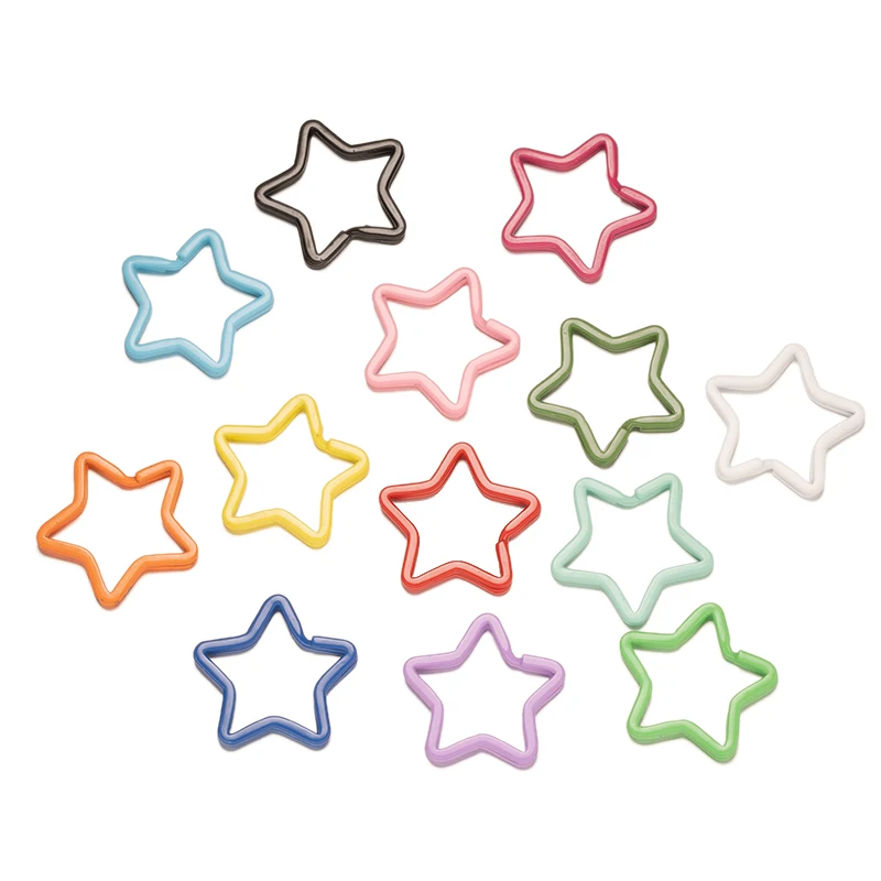 5pcs/Lot Metal Colorful Keyfob Keychains Star Shape Split Rings Keyring for DIY Connector Jewelry Making Supplies Accessories