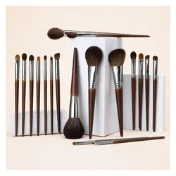 Natural Goat Hair Makeup Brush Set with Case, Natural Makeup Brushes, Natural Bristle Makeup Brushes