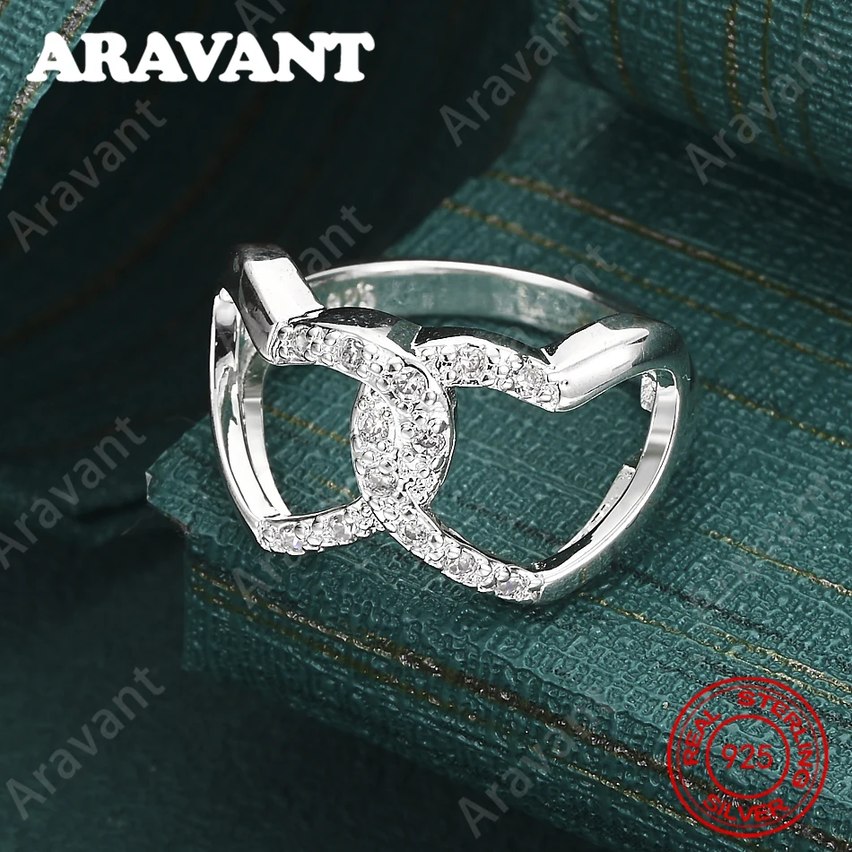 925 Sterling Silver Double Heart Zirconia Ring (7-10#) - Women'S Commute Accessory, Christmas Gift Jewelry