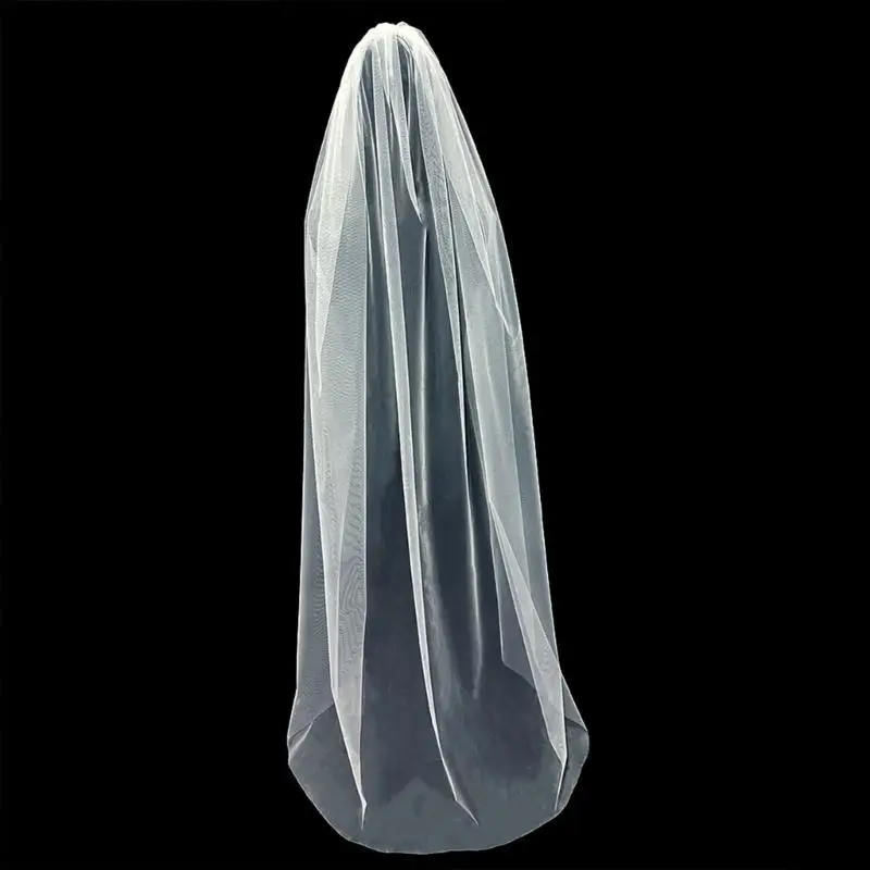A52E 1 camada Catedral Branco Véu para Cerimônia Casamento Noiva Véu do Ponto noiva