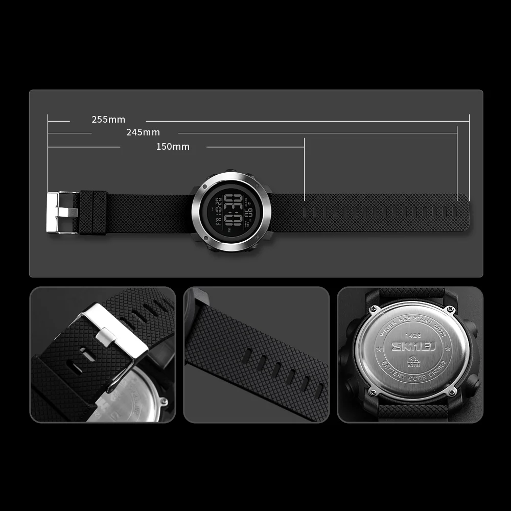 SKMEI  Men Alarm Clock Fashion Digital Watch 5Bar Waterproof Watches Sport Watch Men MontreRelogio Masculino