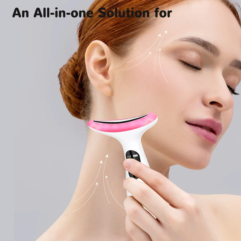 7Color Neck Face Massager Facial Massager Tool for Skin Care at HomeVibrating Face Massager with ThermalsGalvanic Machines Black