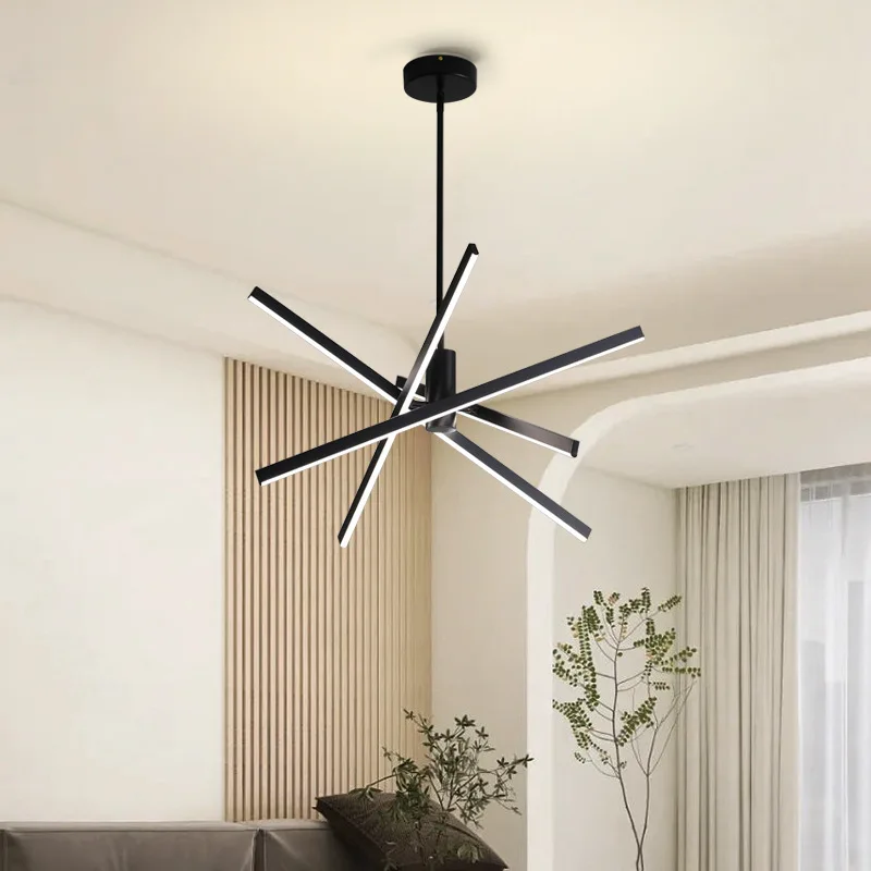 

Nordic minimalist living room study bedroom light three-dimensional line LED aluminum light geometric line dining chandelier