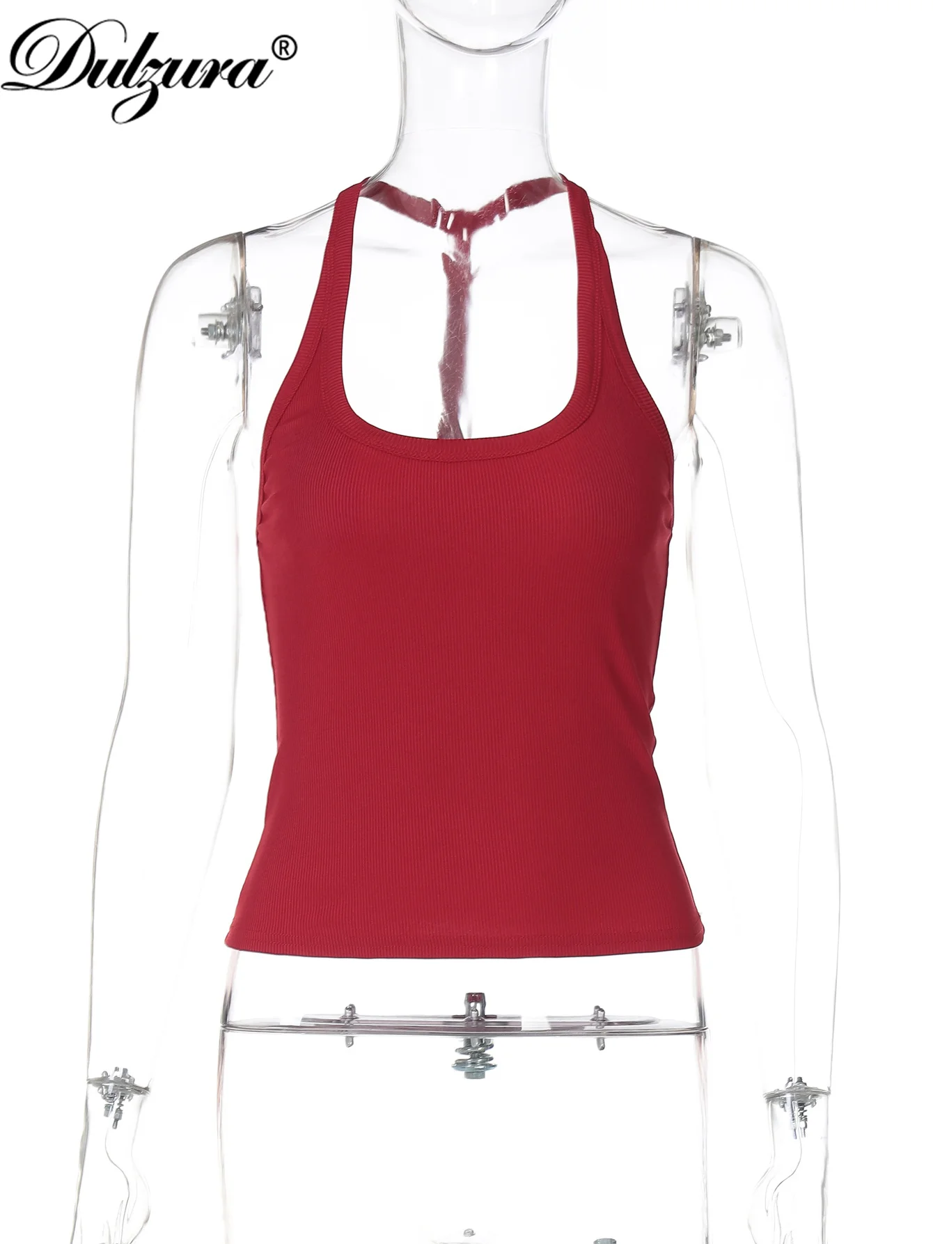 Dulzura U-الرقبة بلا أكمام عارية الذراعين سليم صالح تانك القمم السيدات الصلبة مثير عادية Y2K قمة نادي الحفلات الشارع ملابس صيفية بالجملة