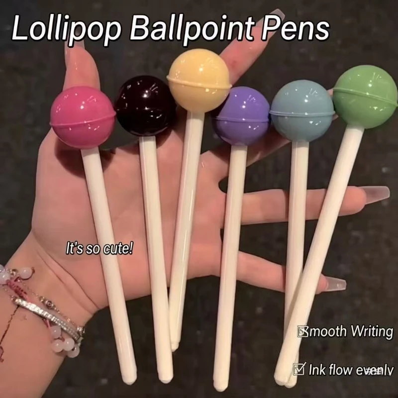Büro- und Schulbedarf, Lollipop-förmiger Gelstift, niedlicher, bonbonfarbener, wasserfester schwarzer Nachfüllstift, für Studium, Büro, Kawaii, Schreibwarenzubehör