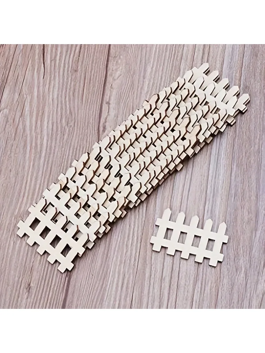 25/50 قطعة سياج خشبي صغير للحديقة ، مشغولات يدوية ، ديكورات منزلية خشبية ، مشاريع نحت الخشب غير المكتملة ، الهندسة والنمذجة