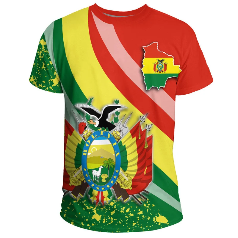 Bolivia National Emblem Graphic T Shirt Bolivian Boy T-Shirt For Men Clothes Fashion Flag Map Tshirt Sports Jersey Kid Tee Tops