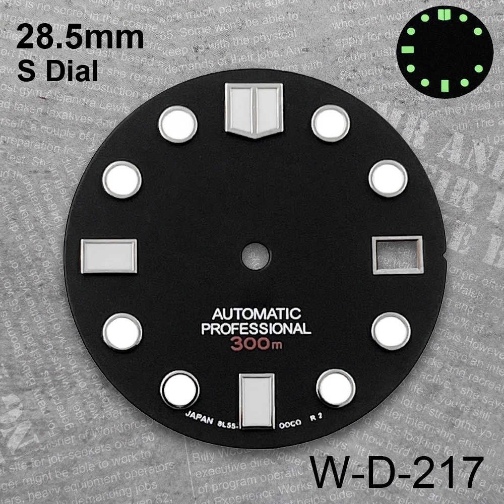 28.5 mm Scale S Logo Dial Suitable For NH35/NH36  Japan Movement Green Luminous High Quality Watch Modification Accessories