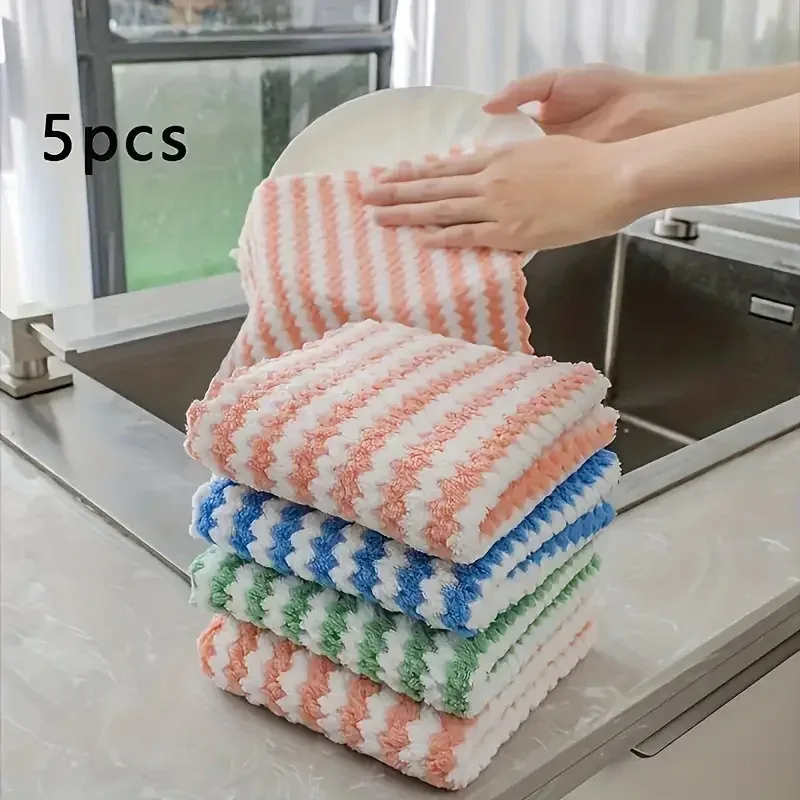 10/20/30PCS Dishcloths Coral Fleece Cleaning Cloths Thickened Kitchen Washing Dish Rags Glass Windows Wipe Towels