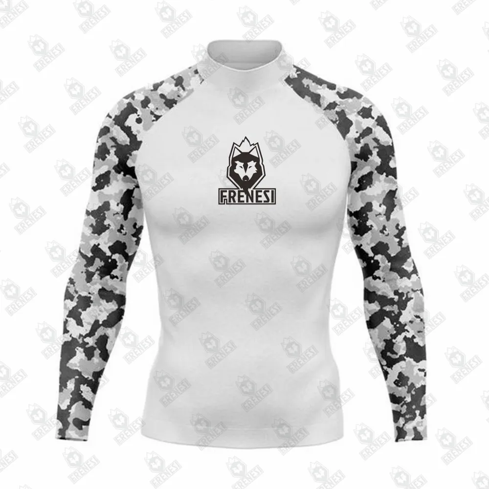 Frenesi-Camiseta Masculina de Manga Comprida de Surf, Apertado Natação Top, Maiô, Rash Guard, Swimwear, Sportswear, UV