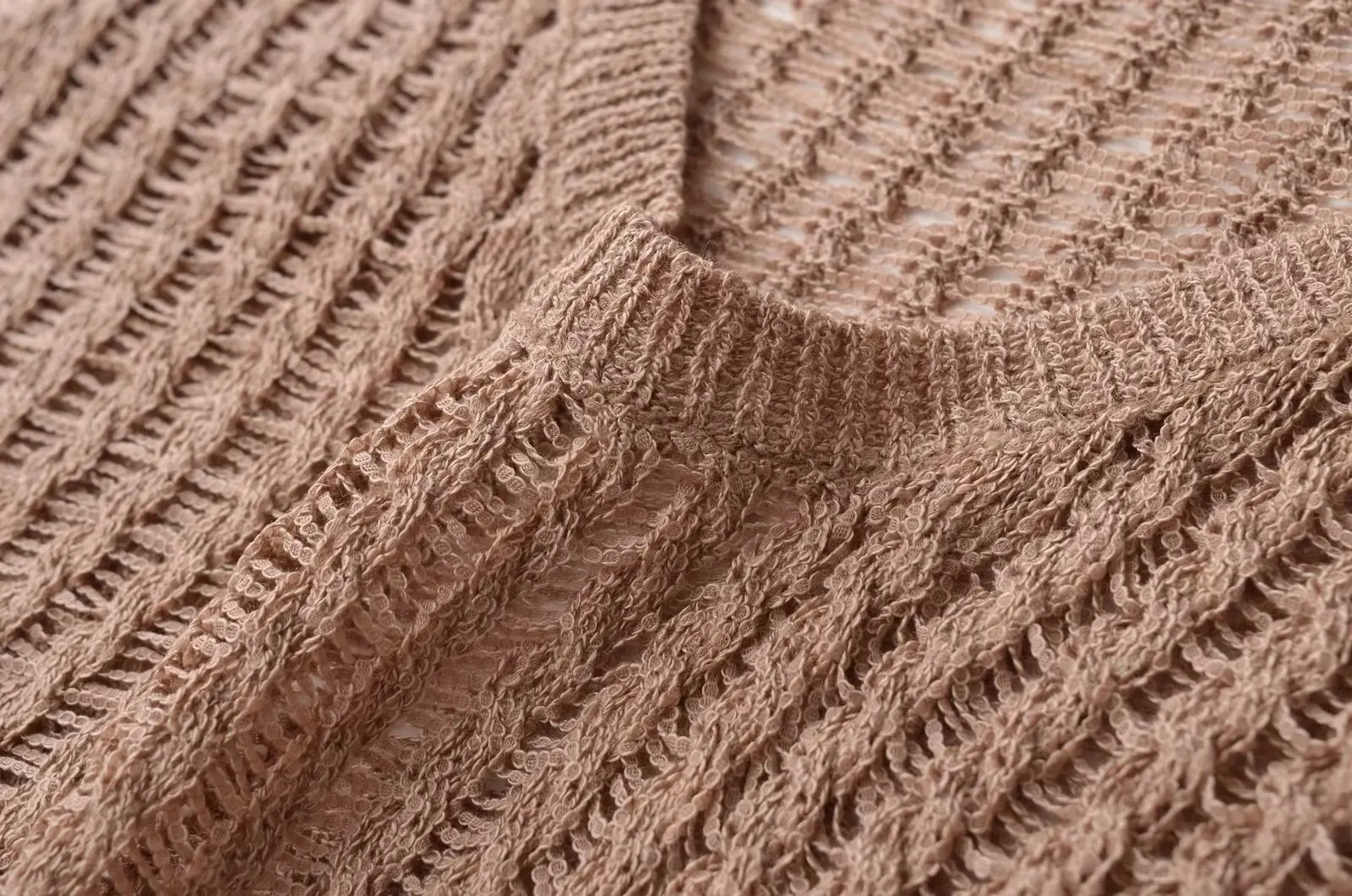 Dave&Di French Country Style Lazy Women'sSweater Champagne  Knitted Color Hollow Loose Knitted Vest Top For Women