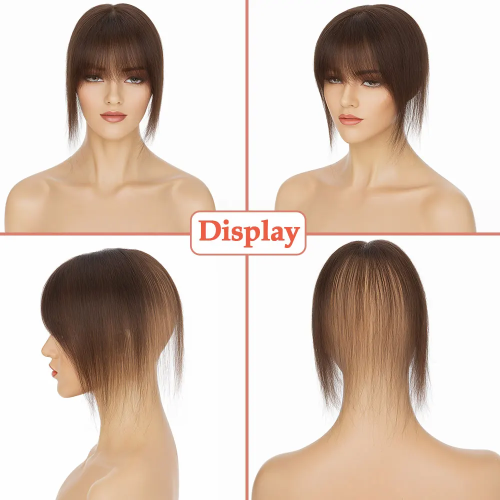 Rich Choices Hair Topper With Bangs Real Human Hair Natural Hair Pieces for women with Thinning Hair Clip in Toppers 8x11CM