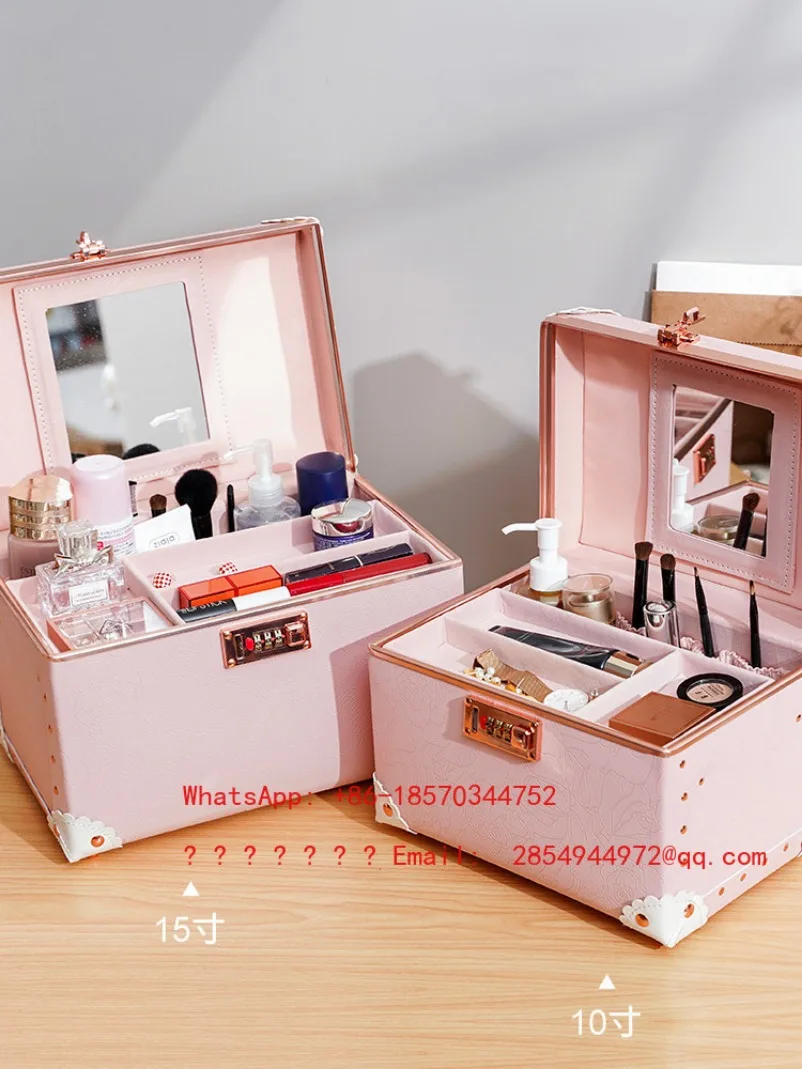 Large Capacity Cosmetic Case Password Portable Portable Cosmetic Bag Storage Box Makeup Embroidery Toolbox