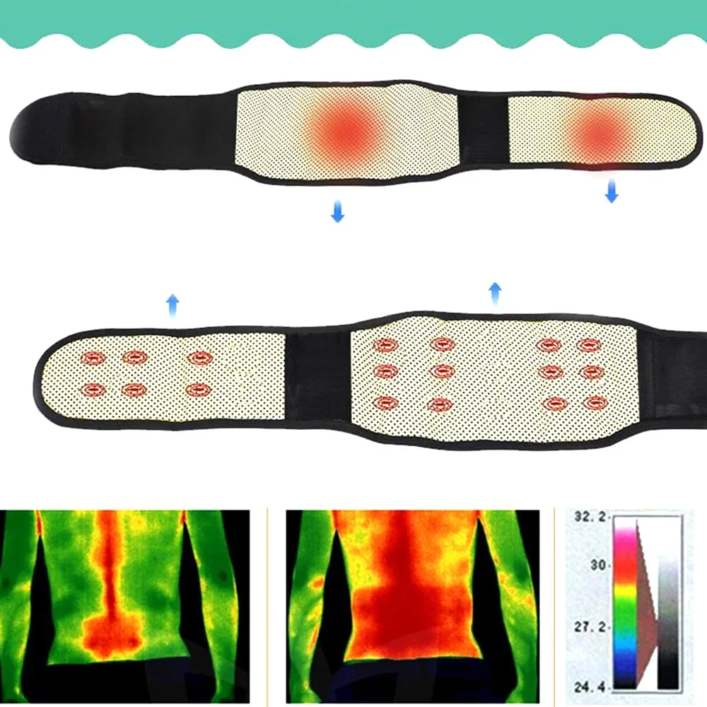 Tcare m-4xl ajustável turmalina auto aquecimento terapia magnética de volta cinto de apoio da cintura cinta lombar faixa de massagem de cuidados de saúde