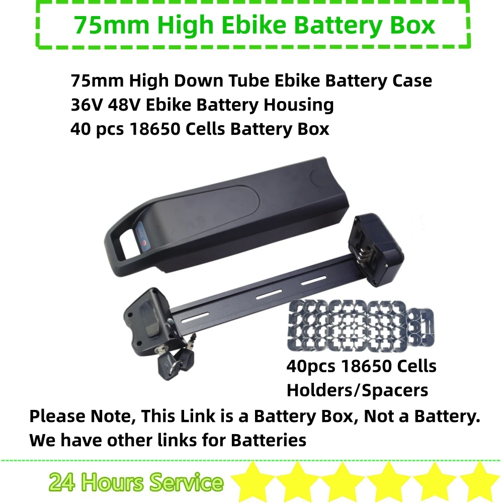 

39 40 pcs 18650 cells Ebike Battery Box Solutions 48V 36V Side Open Side Release Thin Down Tube Dolphin E-bike Battery Case