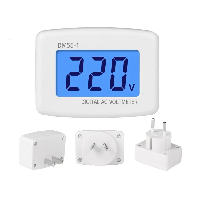 DM55-1 AC 110V 220V Digital Voltmeter EU US Plug Socket Voltage Tester LCD Display Voltage Meter Wall Flat Voltage Meter