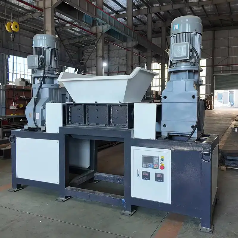 High-Efficiency Dual-Shaft Shredder For Recycling Kitchen Waste Paper, Cardboard, Wood, Metal, And Hard Disk Shredders.