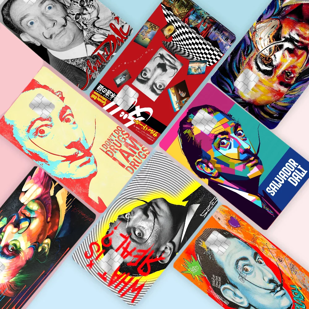 

Salvador Dali Mustache Anime Front Cover Film Sticker Skin For Credit Debit Card Small Large Chip