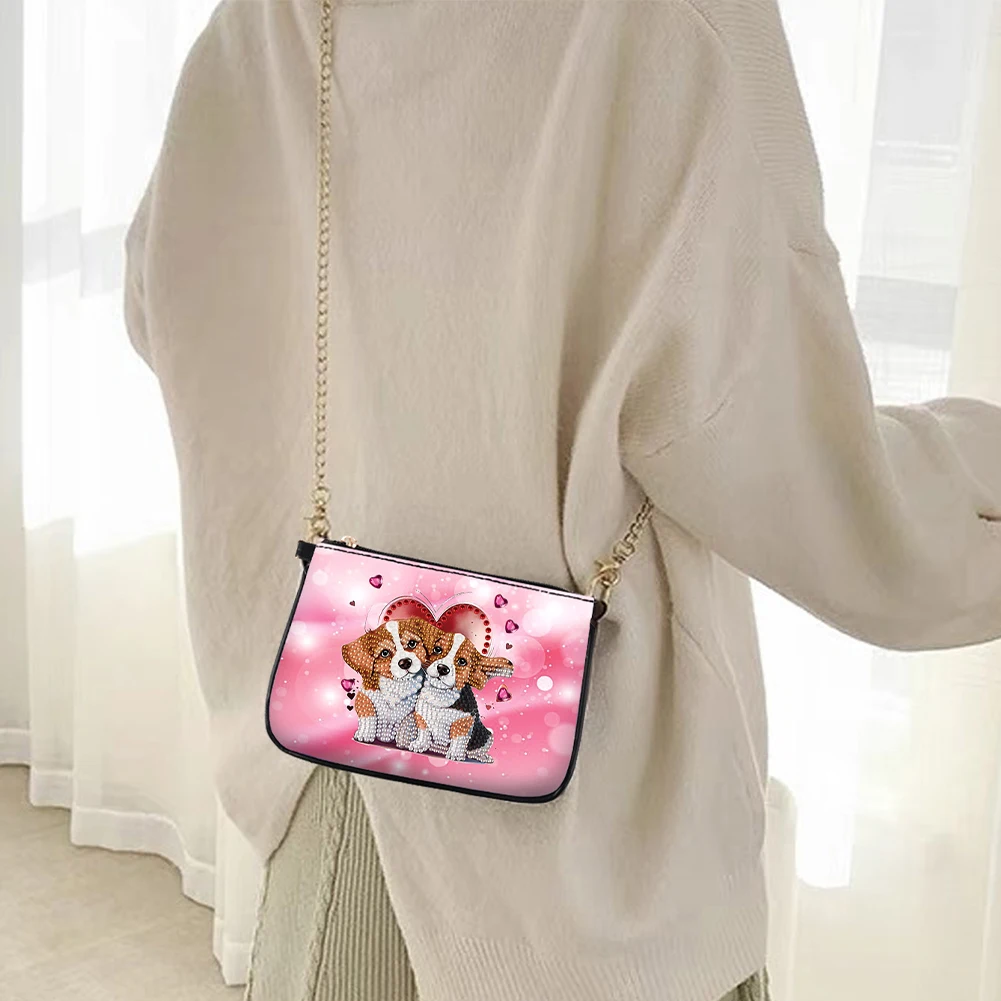 شكل خاص زهرة جرو الماس اللوحة حقيبة صغيرة 5D DIY الماس الفن حقيبة يد حجر الراين غرزة حقيبة كتف للنساء الفتيات #2