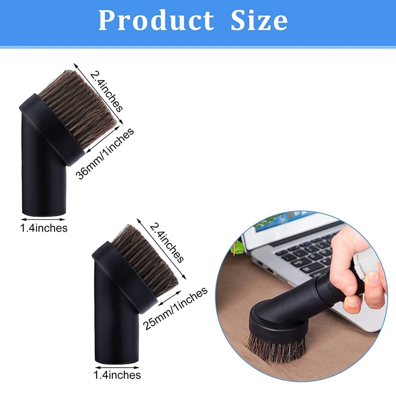 Brosse à poussière ronde de 32mm, accessoire de remplacement pour aspirateur en crin de cheval noir