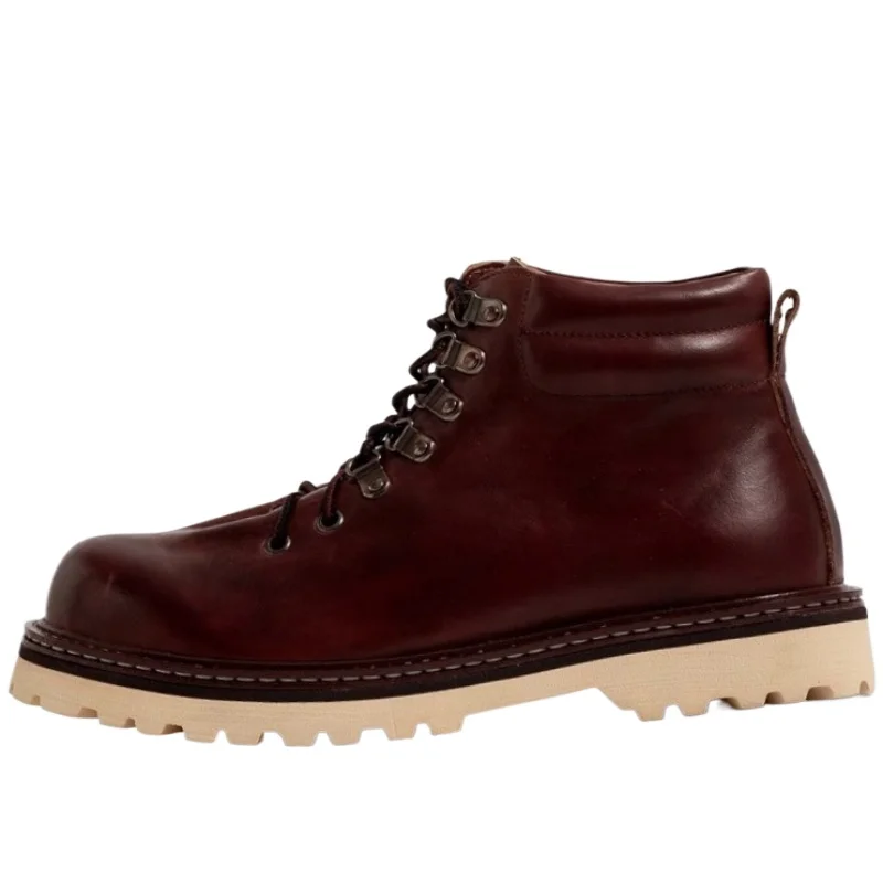

Nordic Style Outdoor Casual Boots Shoes for Men's Genuine Leather Handmade Comfortable Thick Soled Height Increasing Shoes Male