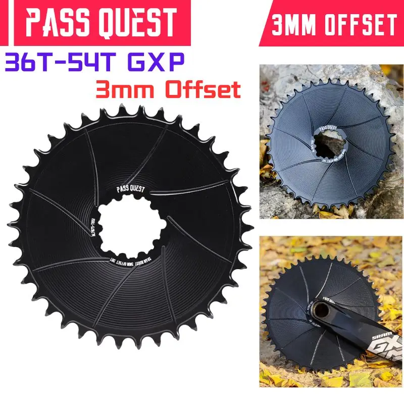 PASS QUEST 3mm Offset Bicycle Chainring 36T-54T Direct Mount Narrow Wide Chainwheel Closed Disc ForDUB GXPS/AXS 12 Speed Cycling