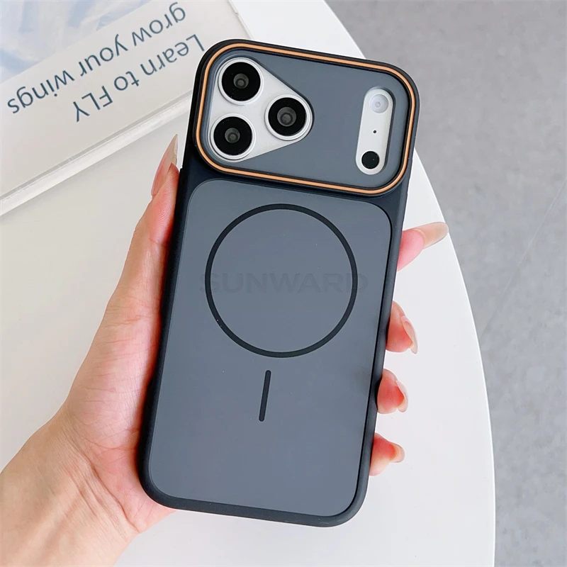 Luxuriöse Zweifarbige Magnetische Matte Stoßfeste Hülle für iPhone 17 16 15 14 13 12 Pro Max Air Plus Für Magsafe Kabelloses Laden Cover
