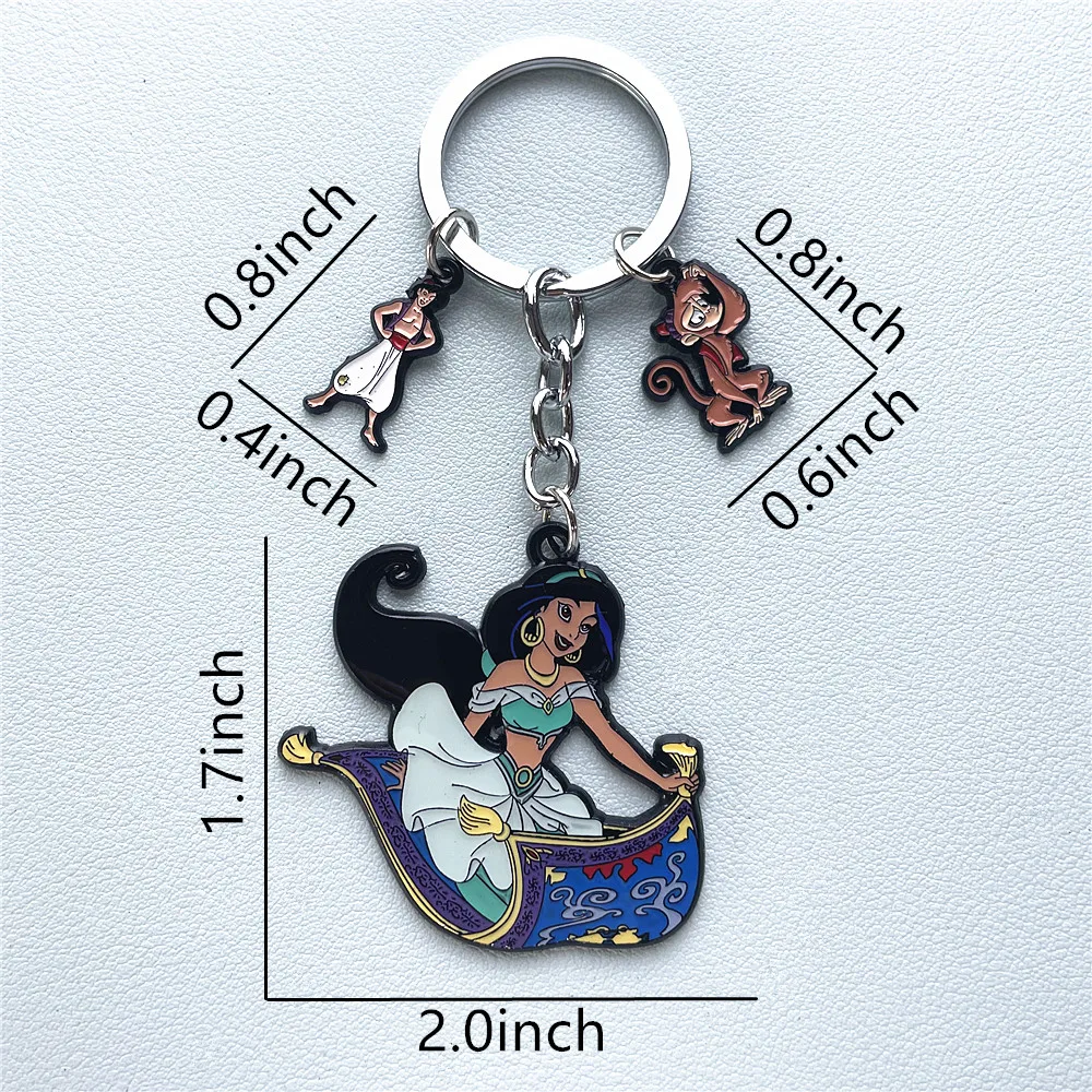 Disney Aladdin Princess Anime Cartoon Metal Keychain Gifts for woman girl