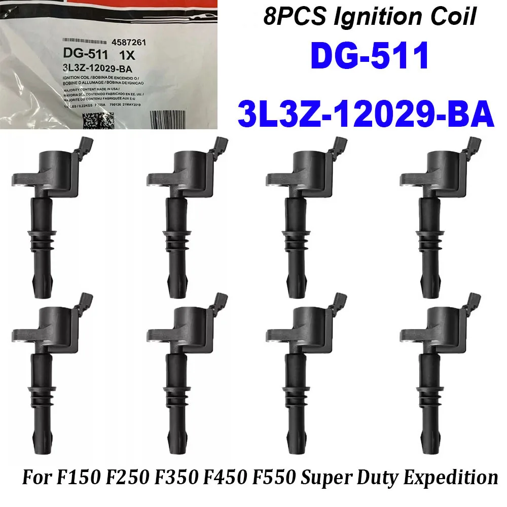 

NEW 8PCS High Quality Ignition Coil DG511 DG-511 For Mustang F150 Lincoln 4.6L 5.4L 2004-2008 3L3Z-12029-BA C1541 FD508