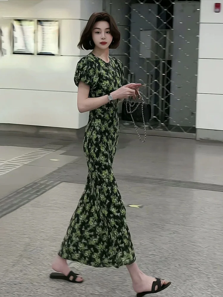 تنورة ماكسي نسائية بطبعة زهور لربيع 2026، تنورة كاجوال بخصر عالٍ وقصة A، خفيفة الوزن، أنيقة وعصرية