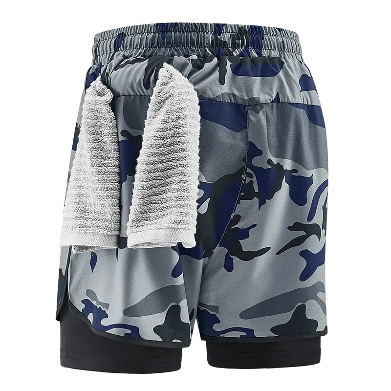 Männer Laufshorts Gym Sport 2 in 1 Camo Quick Dry Workout Training Gym Fitness Jogging Kurze Jogginghose Sommer Männer Sportswear