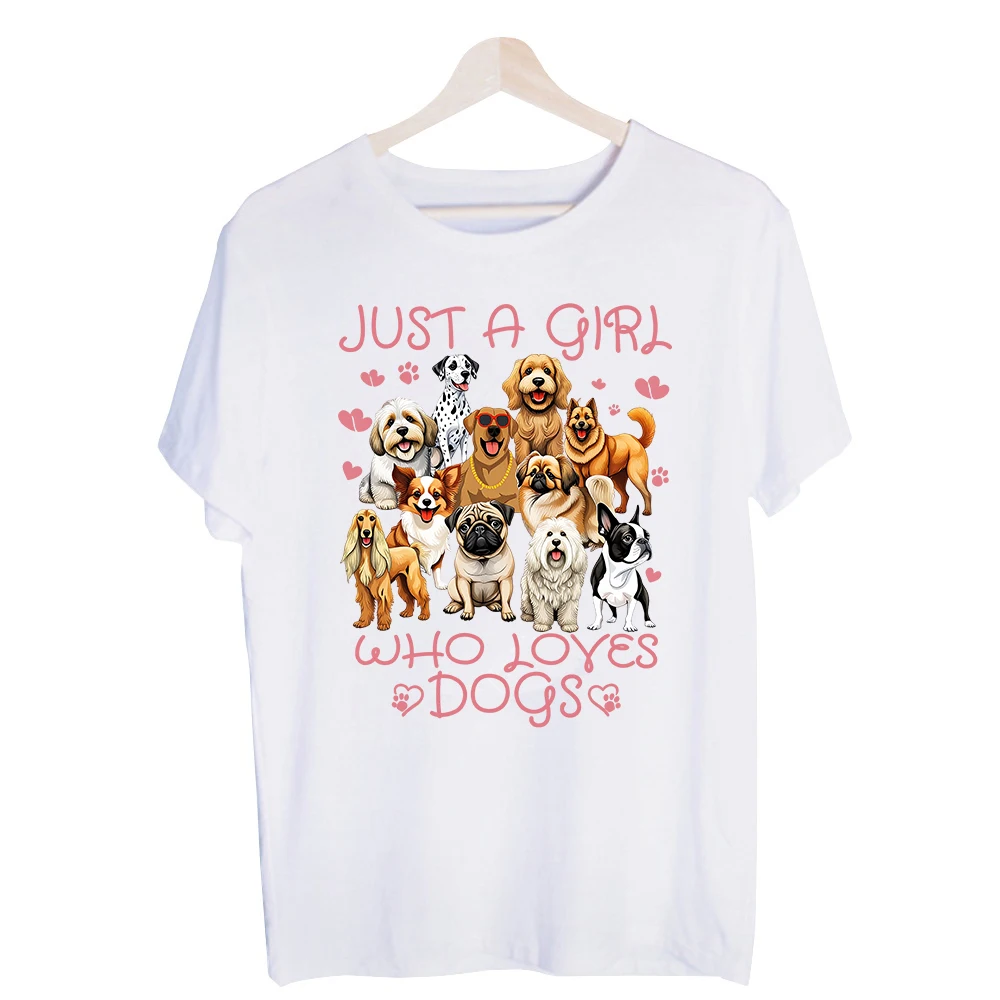 Women's Dog Graphic Tee, Short Sleeve Crew Neck T-Shirt for Casual Daily Wear and Dog Lover Outfits