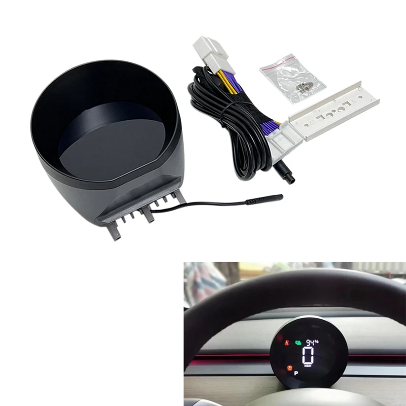 Car Multifunction Steering Wheel HUD Head Up Display HD LCD Display Instrument Multimedia OBD Refit For Tesla Model 3 Y